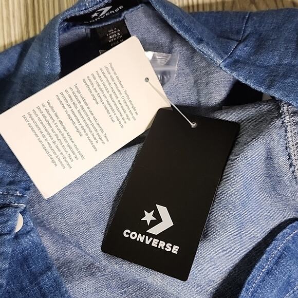 Converse Chambray Denim Wrap Mini Skirt With Cargo Pocket Womens Small NWT - Picture 5 of 9